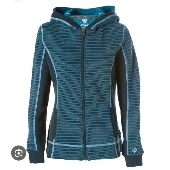 Kuhl Jackets & Blazers - Kuhl Blue Wool Blend Chianti Fleece Sovana Full Zip Hooded Jacket Size Large